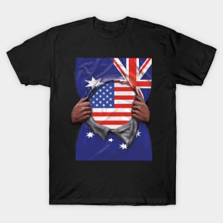 USA Flag Australian Flag Ripped - Gift for Australian From USA T-Shirt